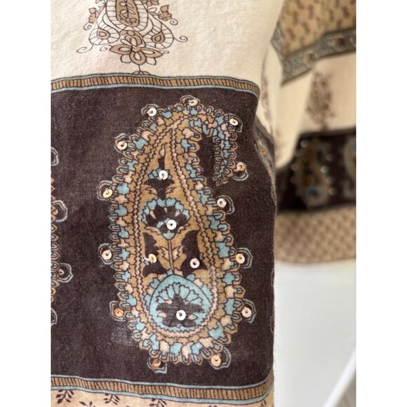 New York & Company  Paisley Sequined A-Line Skirt Size 6 Bohemian Gipsy - Picture 4 of 15